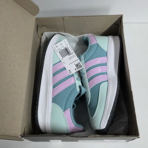 Size 6 - Adidas Run 70s 2.0 J Mint Lilac Sneakers - Picture 9 of 10